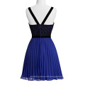 Starzz 2016 New Design Sexy Spaghetti Straps Pleated Blue Chiffon Short Cocktail Dress ST000003-3